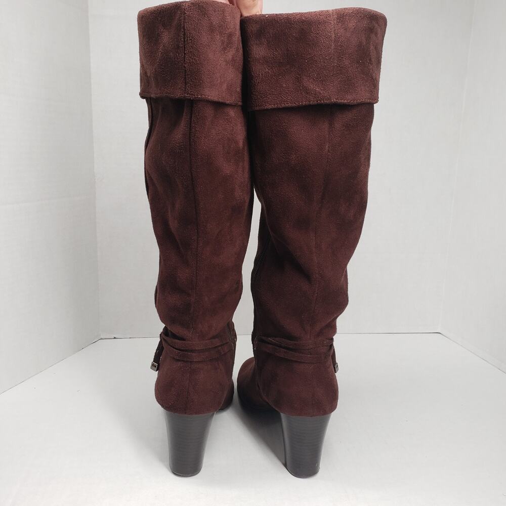 Predictions Faux Suede Knee High Boots Women 10 Wide Brown Slouchy Bohemian Fall - Picture 4 of 16